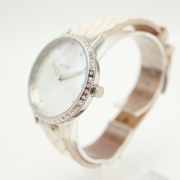 Nixon Kensington MOP 37mm Womens Watch Gem Bezel White Leather w New Battery main image 4